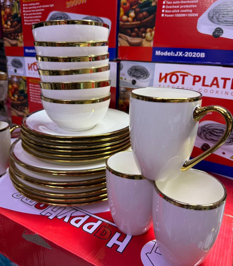 Dinner  set sahani 6 bakuli 6 na vikombe 6