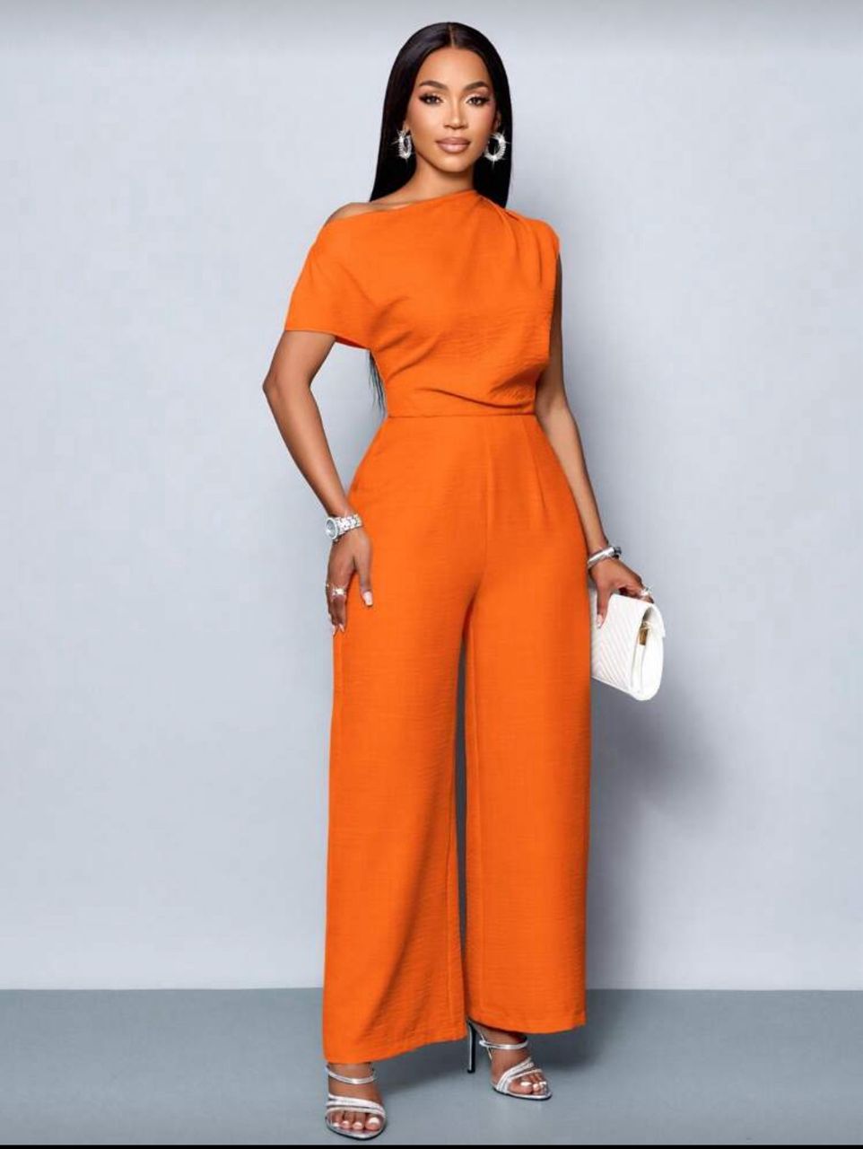  Women's Elegant Beige Off-Shoulder Jumpsuit